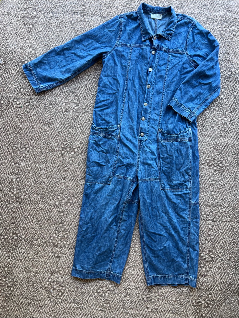 We The Free Margarita Denim Jumpsuit Medium Free People Utility Barrel Leg - Picture 6 of 13